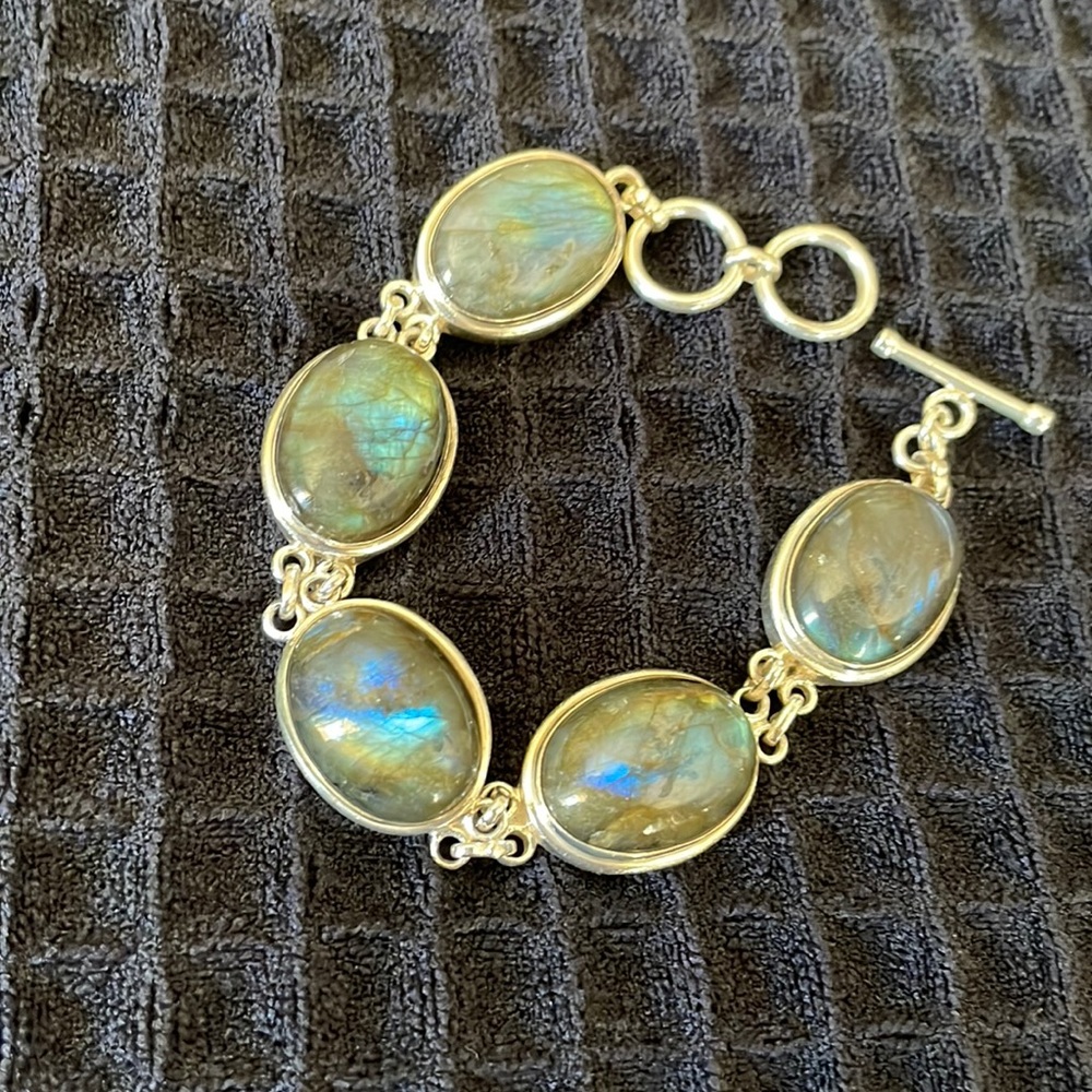 Artisan Silver and Moonstone bracelet, 8”
